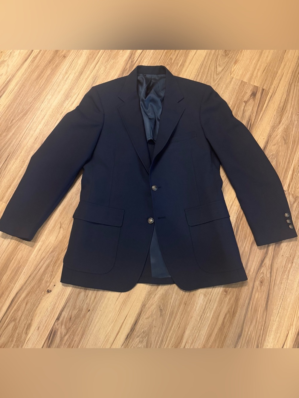 Vintage Hardwick 43L Navy Hopsack Gold Button Mens Blazer Sport Coat Made In USA
